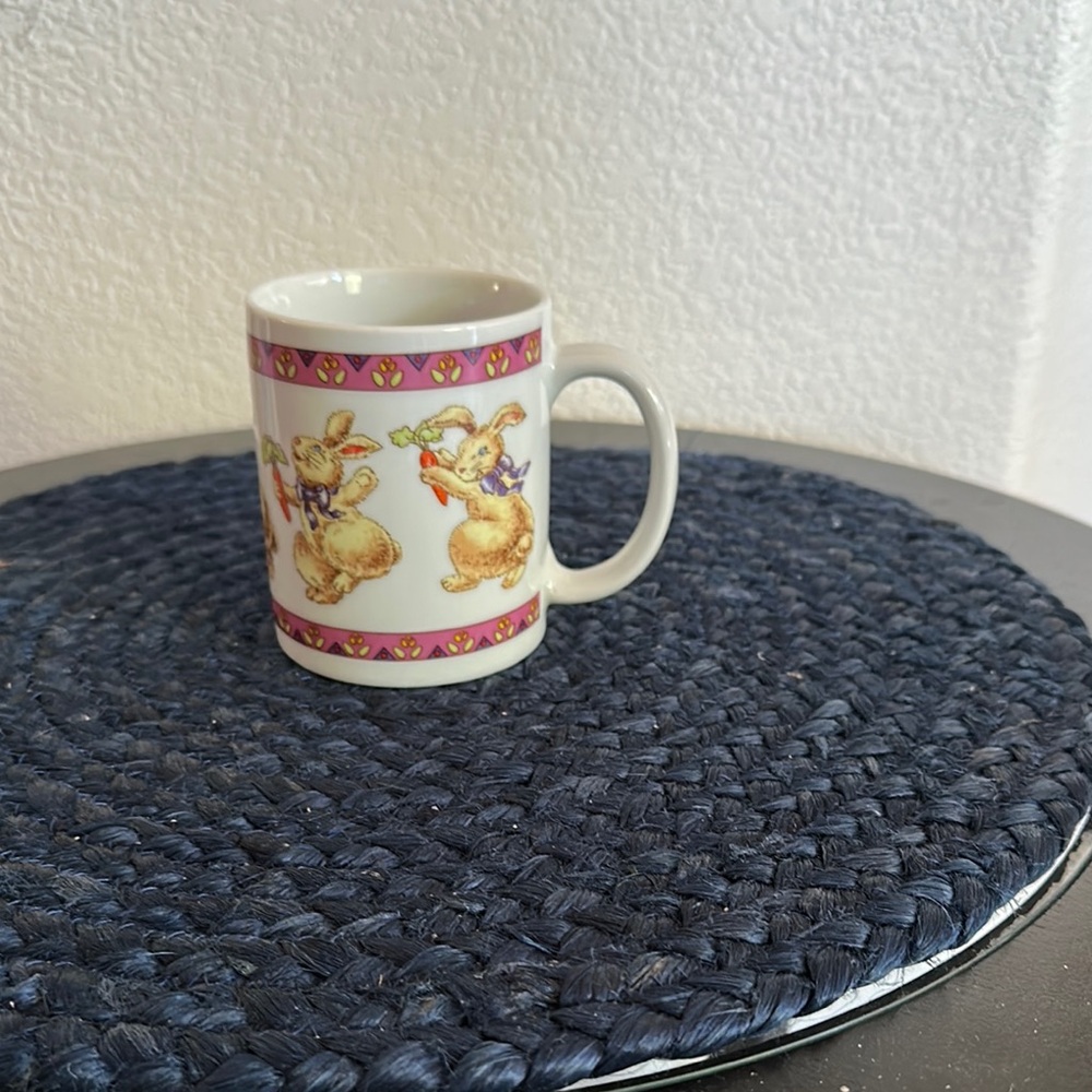 FINAL PRICE: $5:  Cute Bunny Mug with Purple Accents